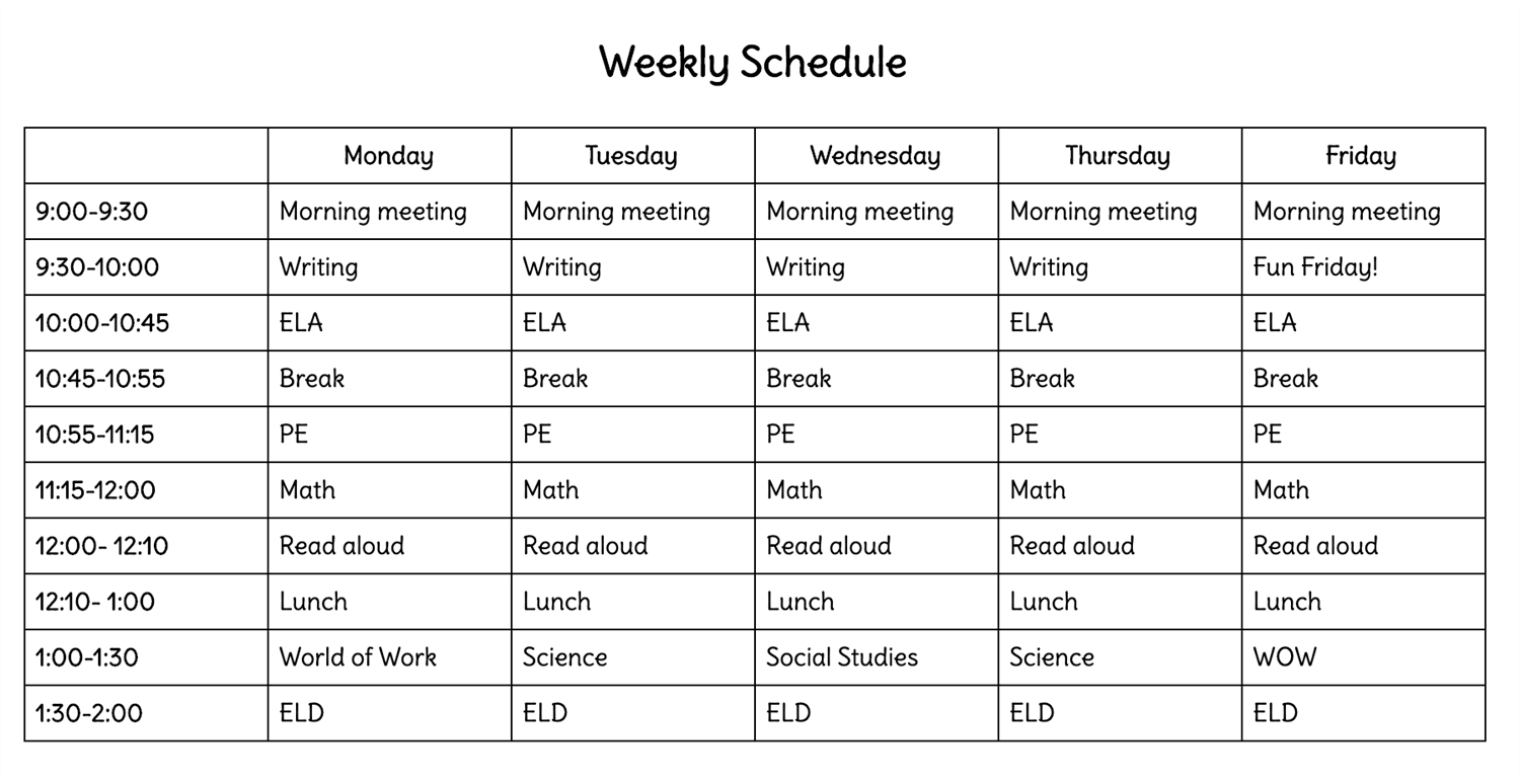 Daily Schedule